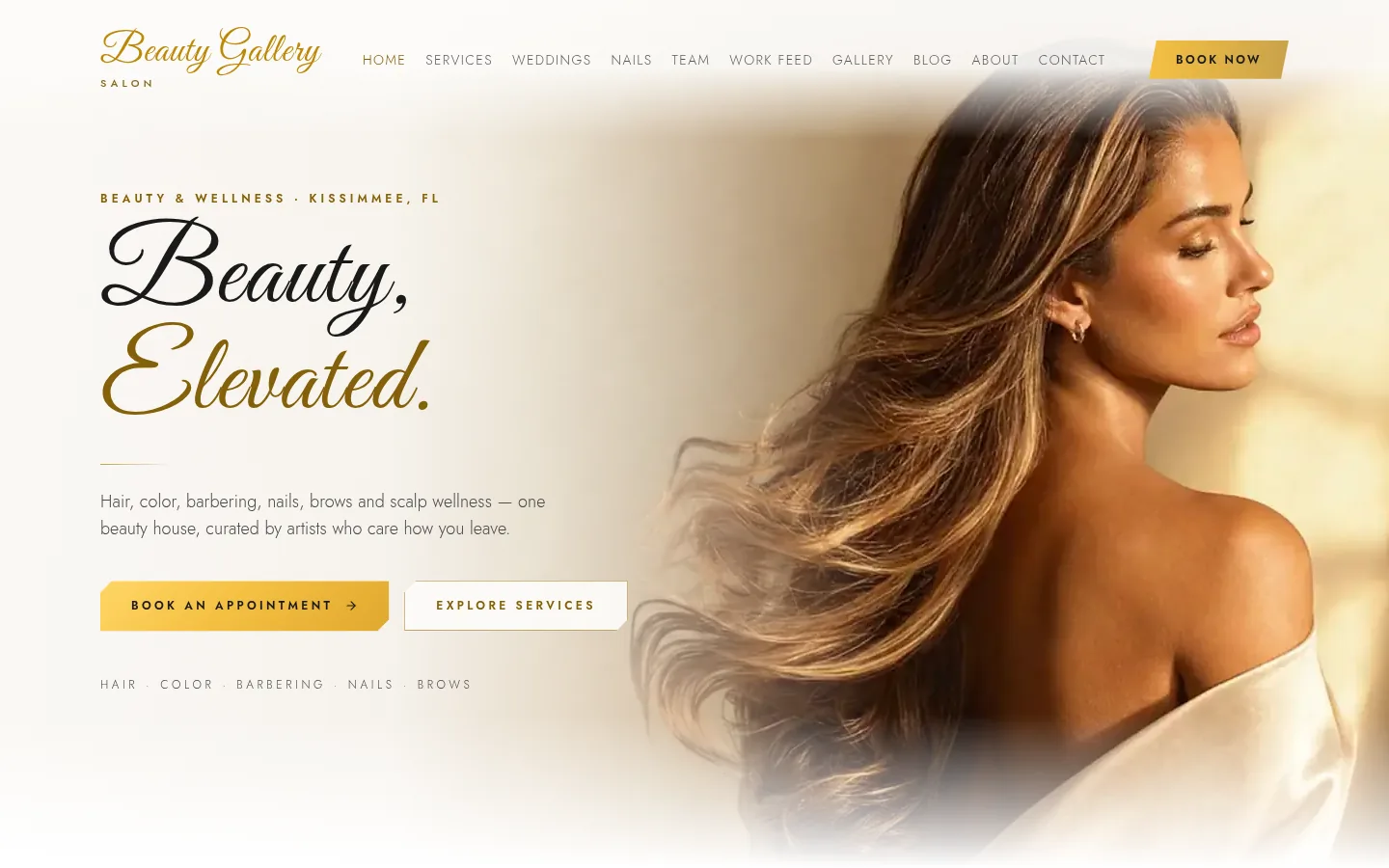 Beauty Gallery public website at desktop width
