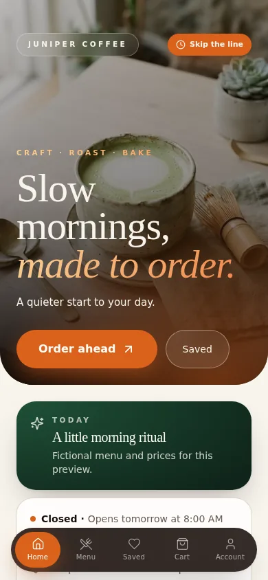 Coffee Shop app design model preview