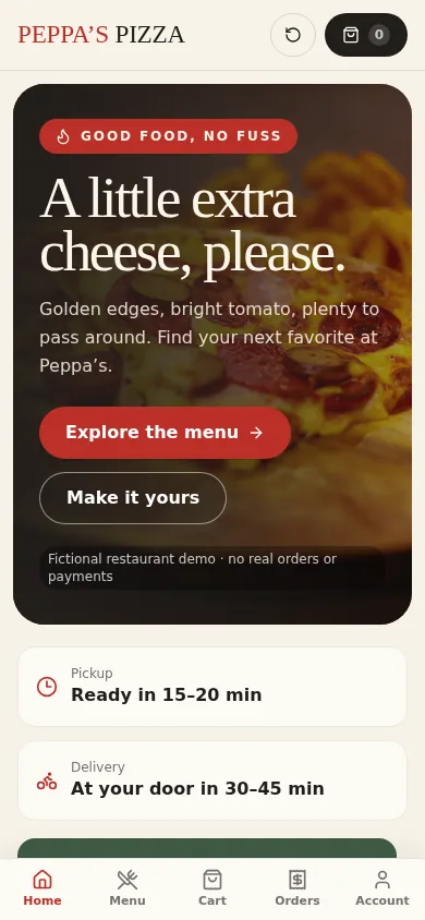 Peppa’s Pizza app design model preview