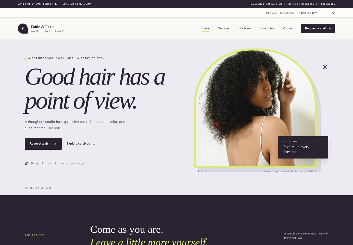 Illustrative salon App Design Model desktop preview