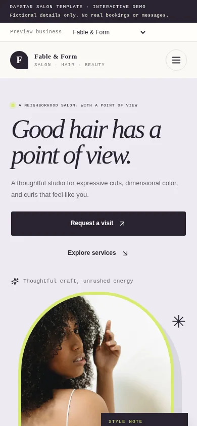 Salon & Beauty app design model preview